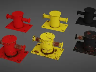 Sea bollard for ship and yachts Low-poly 3D model