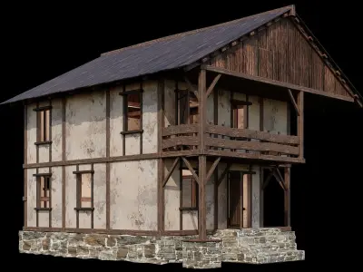 Medieval Houses Pack 07-08-09-10-11-12 - 4K Textures Game Ready Low-poly 3D model