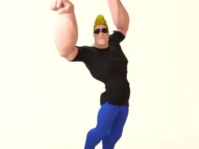 Johnny Bravo cartoon character Free low-poly 3D model