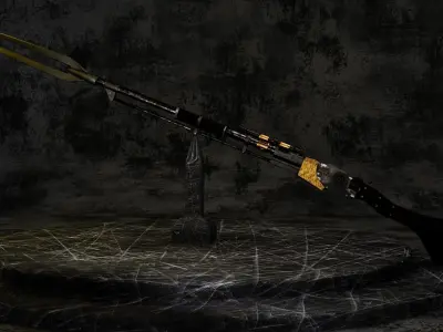 Rifle weapon with wooden handle 3D model