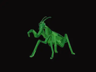 Polygonal Praying Mantis Low-poly 3D model