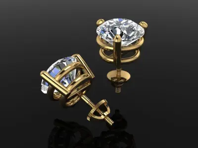 3 Prong Solitaire Earring Stud Basket 8mm 3D print model