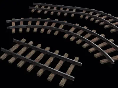 Train Track Low-poly 3D model