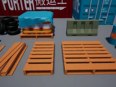 Low-Poly Industrial Props Pack Low-poly 3D model