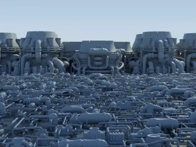 Thrusters Chimney Pipes Greebles KitBash Low-poly 3D model
