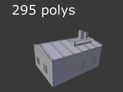 low poly building house with roof Low-poly 3D model