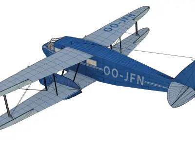 de Havilland DH89 Dragon Rapide Low-poly 3D model