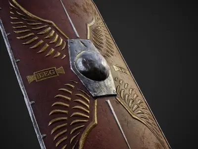 Roman shield Scutum 2 Low-poly 3D model