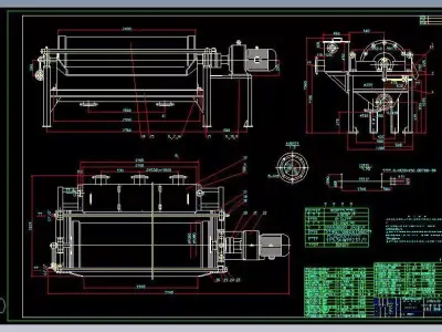 1000x2400 drum type magnetic separator complete set of drawings 3D model