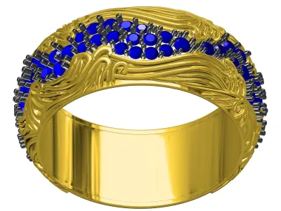 Antique Sea Waves Band Ring 3D print model