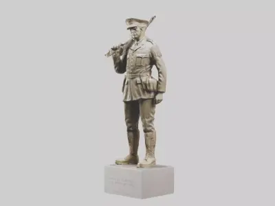 Military Soldier Memorial Statue model Low-poly 3D model