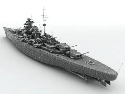Military Battleship Bizmarck  3D model