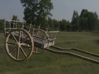 old horse cart Low-poly 3D model