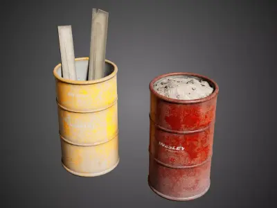 Metal Barrel Industrial Props 3D model