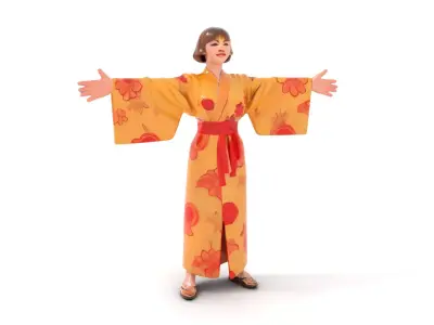 Elegant Floral Kimono model pack Low-poly 3D model