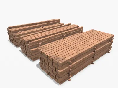 Wooden Beams Low-poly 3D model