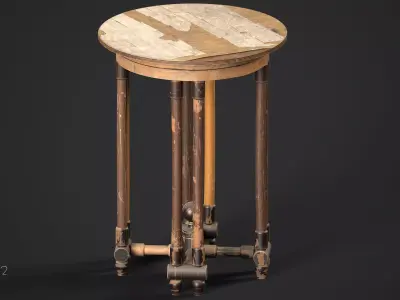 Antique round table Low-poly 3D model