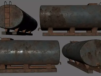 tanker 1 old rusted metal plate Low-poly 3D model