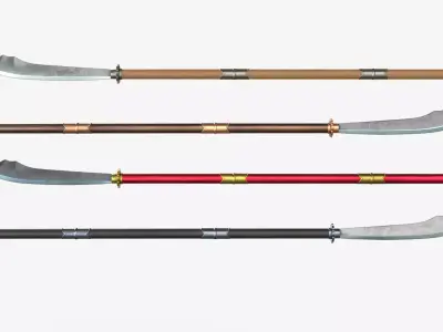 Japanese Spear Naginata Yari 4 colors 3D model