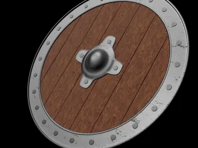 Set of 5 medieval rounded shields - procedural material Low-poly 3D model