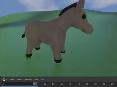 Plushy Toon Donkey Low-poly 3D model