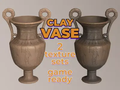 Antique Ancient Clay Vase ceramic pottery Low-poly 3D model
