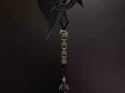 Axe Fire Medieval Weapon 3D model
