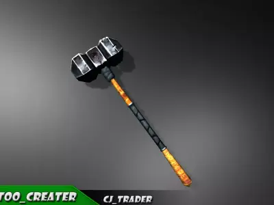 Fantasy Battle Mace low poly 3d model Low-poly 3D model
