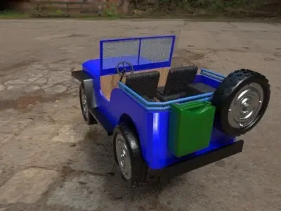Old jeep Low-poly 3D model