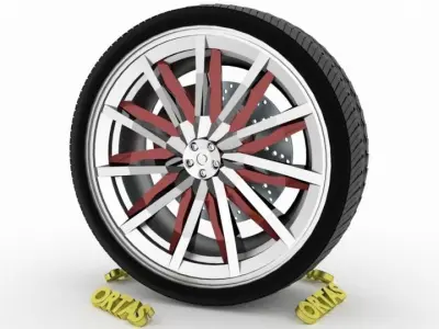 ORTAS CAR WHEEL RIM 104 GAME READY WHEEL RIM TIRE 3D model