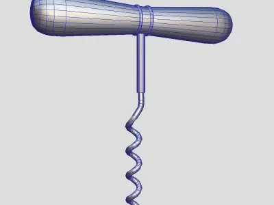 Corkscrew 2 wooden wine Low-poly 3D model