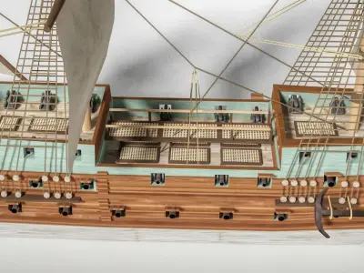 Historical German escort sail ship 3D model