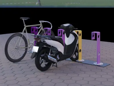 Bicycle parking Low-poly 3D model