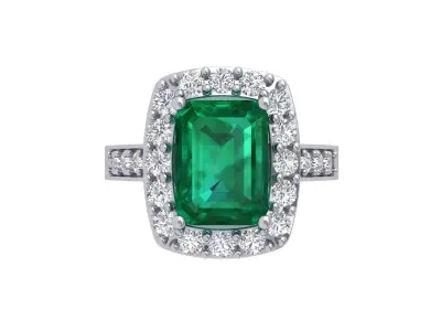 Emerald Art Deco Ring 3D print model 25