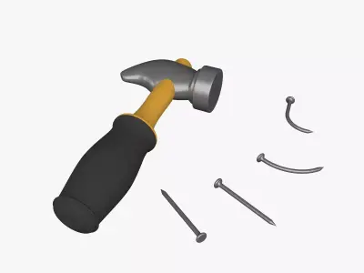 Hammer With Nails 3D model