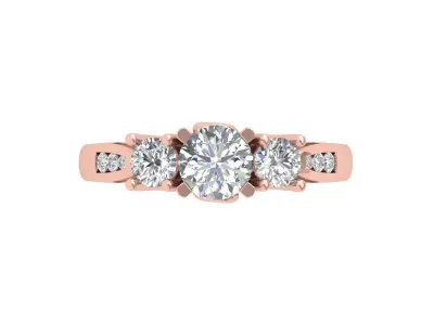 3 Stone Art Deco Ring 3D print model get