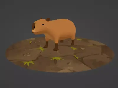 Capybara Cartoon Low-poly 3D Model Low-poly 3D model