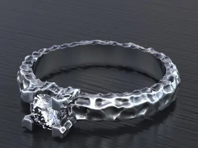 Engagement Stylish antique ring with diamond 364 3D print model