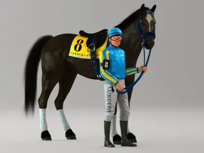  Racehorse and Jockey HQ 007 Editorial License 
