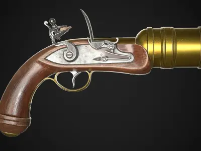Flintlock Grenade Launcher 01 Classic Low-poly 3D model