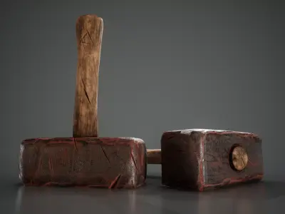 Game-Ready Blacksmith Hammer Low-poly 3D model