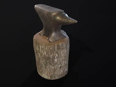 Old Medieval Anvil Low-poly 3D model