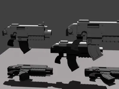 Warhammer 40k Bolter Low-poly 3D model