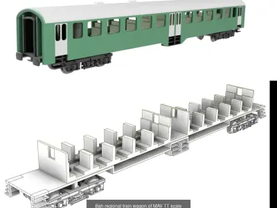 Dunakeszi wagon family of MAV - TT scale 3D Model Pack