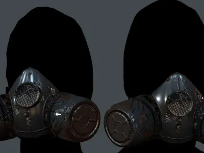 Gas mask helmet 3d model scifi Low-poly Low-poly 3D model Low-poly 3D model 18