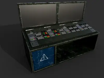 Control Panel with Monitor Low-poly 3D model