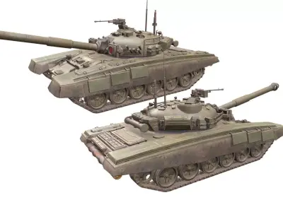 T-72 Main Battle Tank Low-poly PBR Low-poly 3D model