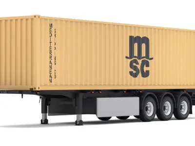Chassis Semi Trailer with MSC Shipping Container 3D model