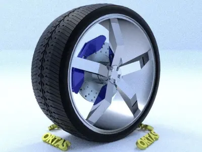 ORTAS CAR RIM 51 GAME READY RIM TIRE AND DISC 3D model