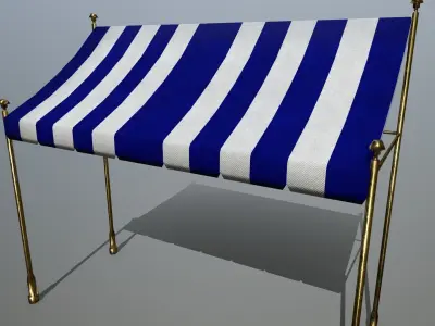 awning striped tent Low-poly 3D model